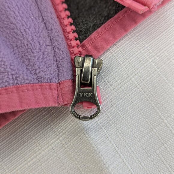 The North‎ Face Girls Fleece Full Zipp Jacket In Purple Gray Pink - Picture 3 of 9